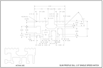 Slim Profile - Nickel Silver Single Speed Hatch Sill 2.5"