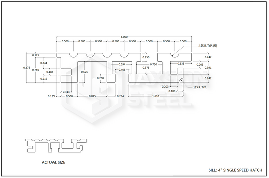 Aluminum Single Speed Hoistway Sill (24 FOOT ONLY)